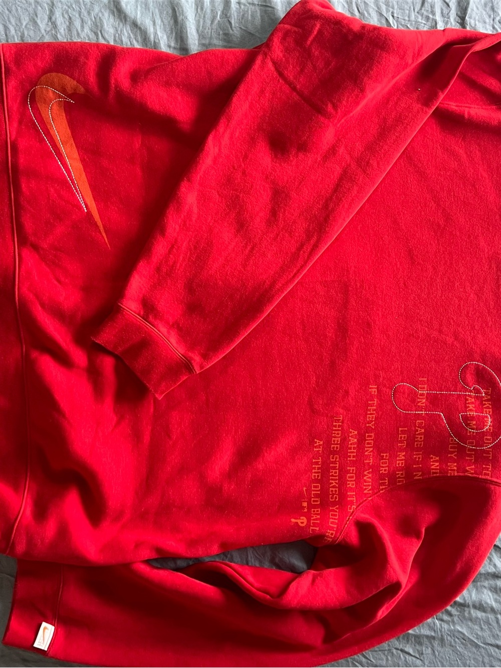 Nike Red Crewneck Sweatshirt with Orange Swoosh Accent